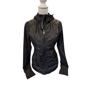 Kyodan Outdoor Womens Black Quilted Hybrid Hooded Jacket Thumbholes S